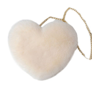 Women Heart Shape Faux Fur tote handbag