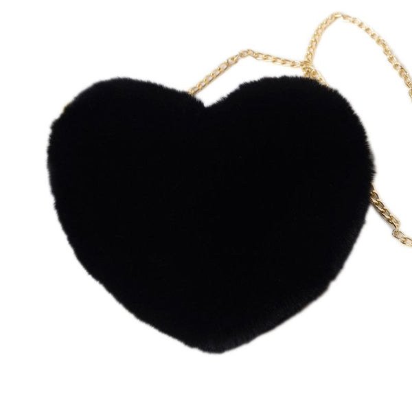 Women Heart Shape Faux Fur tote handbag