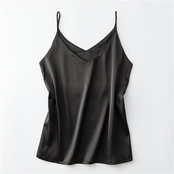 Strap Silk Top Women  V Neck  Tank Top