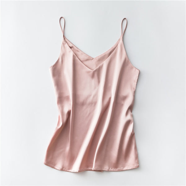 Strap Silk Top Women  V Neck  Tank Top