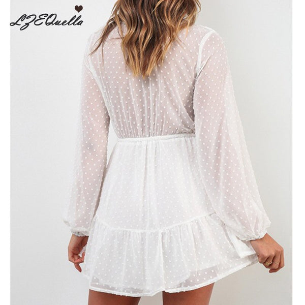 Long Sleeve Chiffon Mini Dress