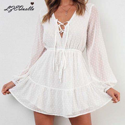 Long Sleeve Chiffon Mini Dress