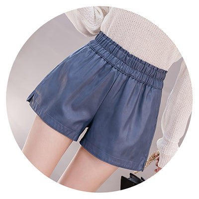 Elastic High Waist Casual Ladies Shorts Black