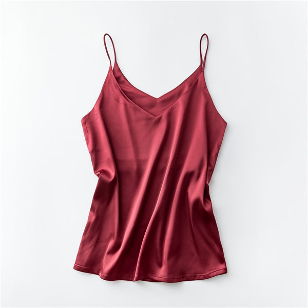 Strap Silk Top Women  V Neck  Tank Top