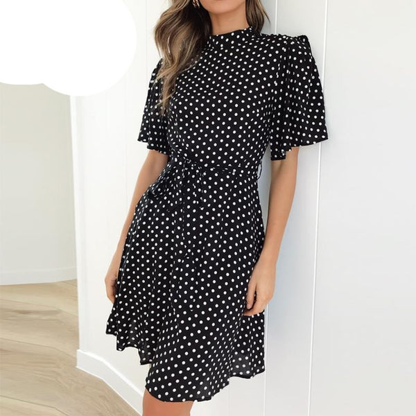 Polka Dot Dress Women Summer Boho Beach Dress