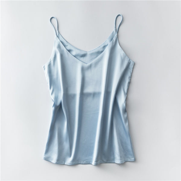 Strap Silk Top Women  V Neck  Tank Top