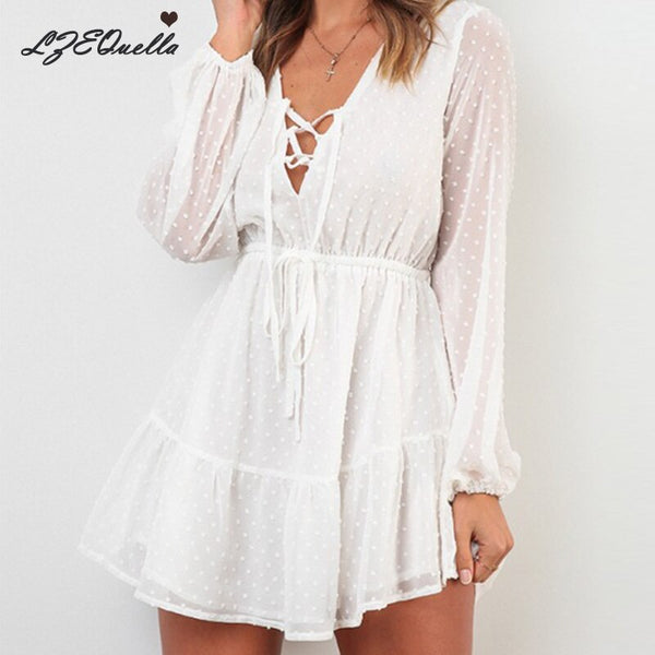 Long Sleeve Chiffon Mini Dress