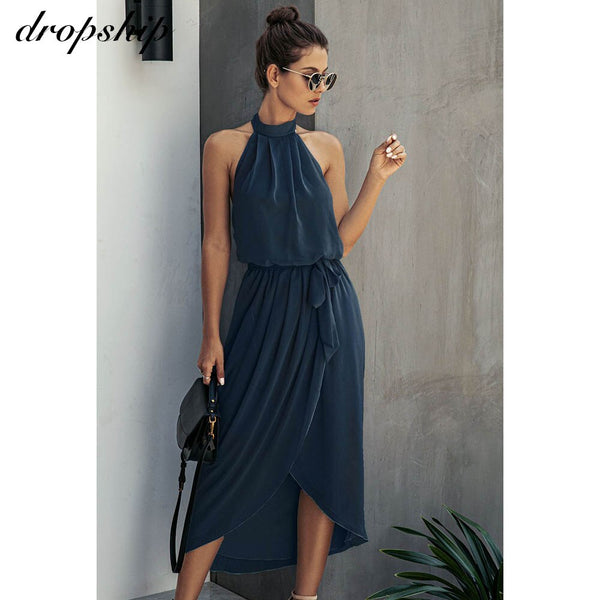 Women Midi Solid Dresses Elegant