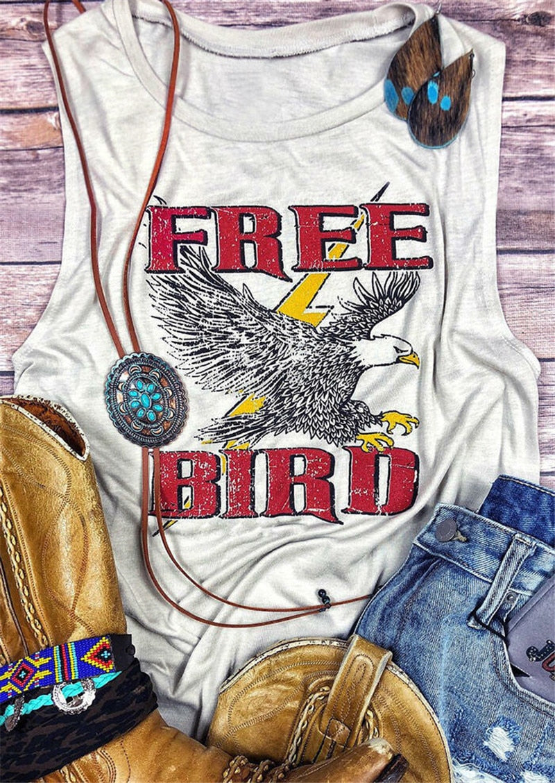 Free Bird Eagle Print Tank Top