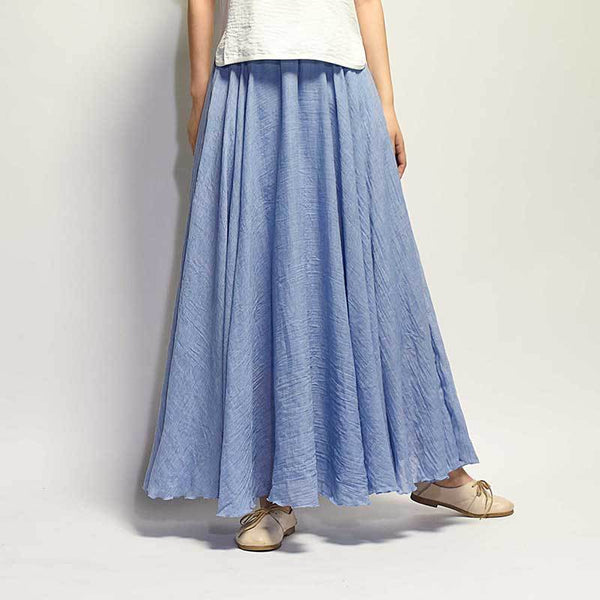 Women Linen Cotton Long Skirts Elastic