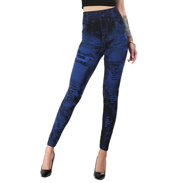 Women Leggings Faux Denim Jeans Leggings