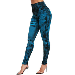 Women Leggings Faux Denim Jeans Leggings