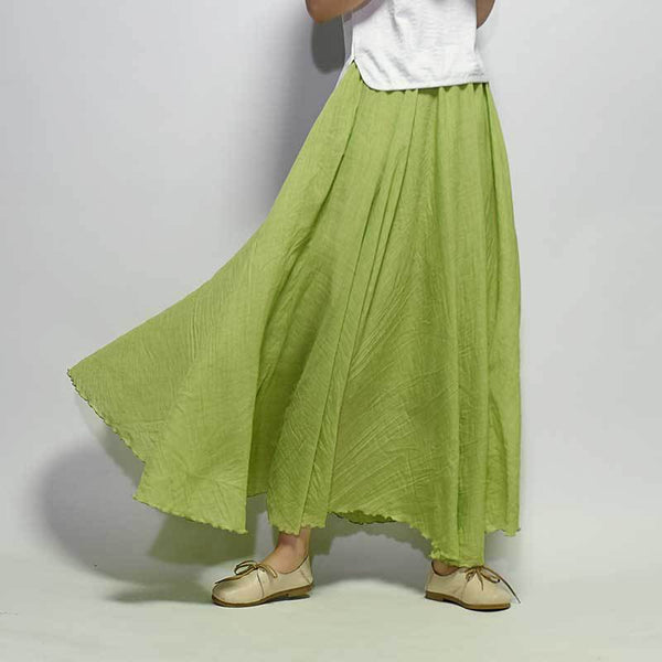 Women Linen Cotton Long Skirts Elastic