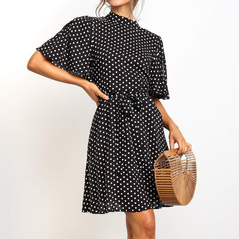 Polka Dot Dress Women Summer Boho Beach Dress