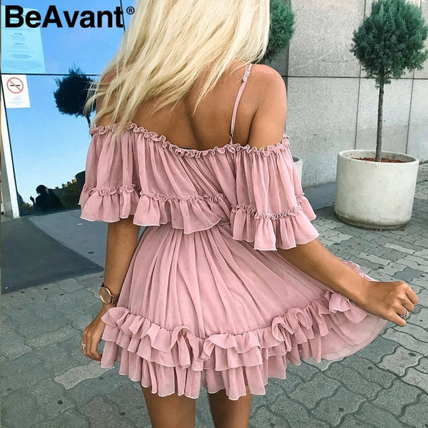 Off shoulder strap chiffon summer dresses