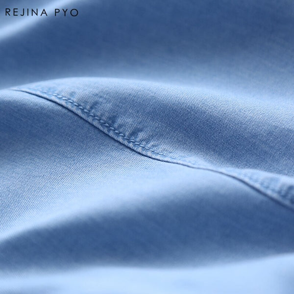Women Blue Cotton Denim Shirt
