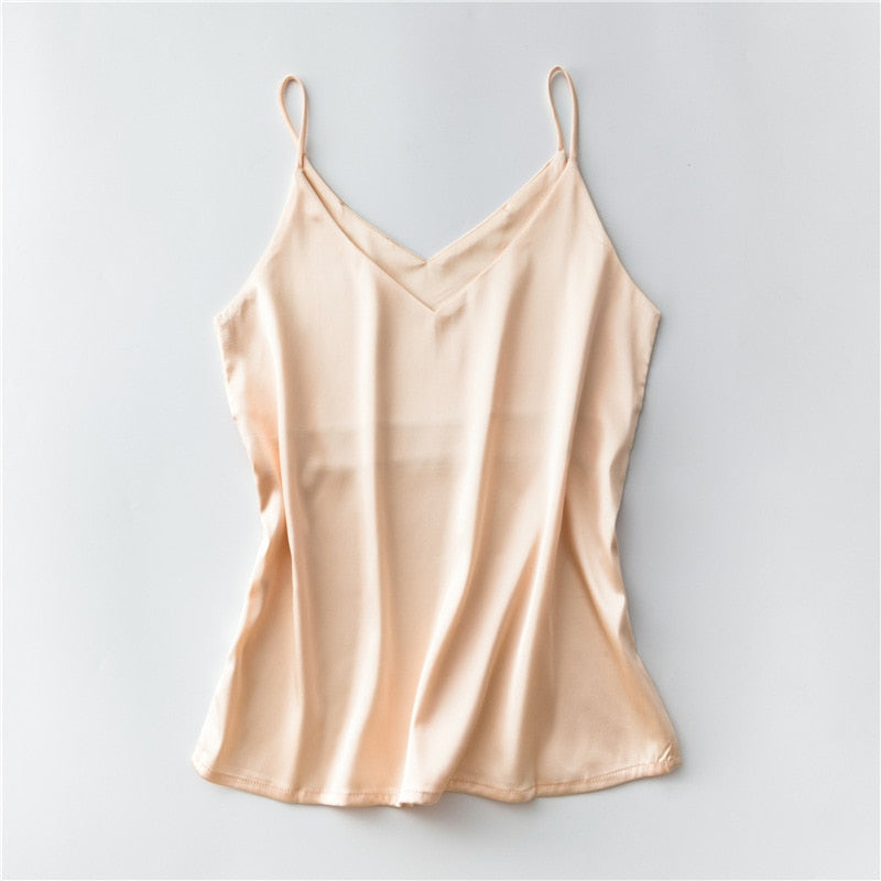 Strap Silk Top Women  V Neck  Tank Top