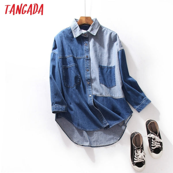 Women patchwork denim jacket