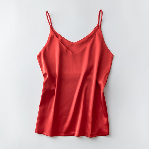 Strap Silk Top Women  V Neck  Tank Top