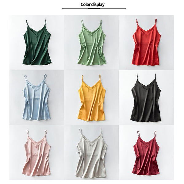 Strap Silk Top Women  V Neck  Tank Top