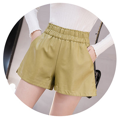 Elastic High Waist Casual Ladies Shorts Black