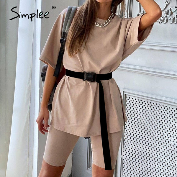 Casual women's two piece suit including belt