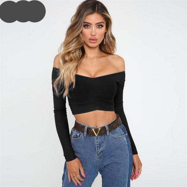 Women club fashion off shoulder solid color