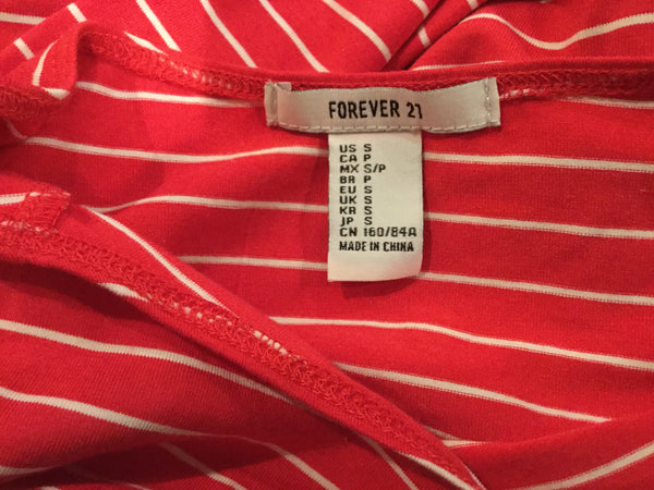 Forever 21 red striped short crop size s