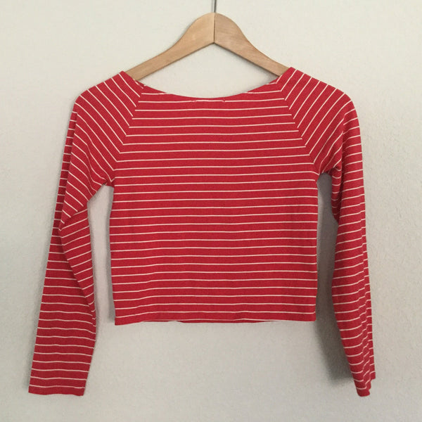 Forever 21 red striped short crop size s