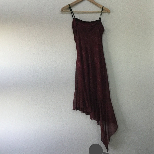 Night wine with light sparkles strap dress. Size M