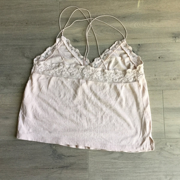 Summer top with lace light pink size S