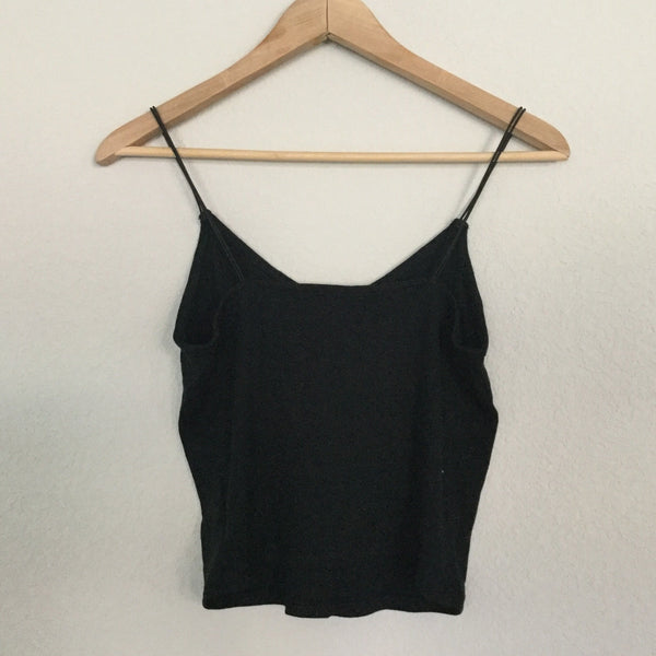 Spaghetti strap 100% cotton tank top black size XS