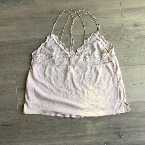 Summer top with lace light pink size S