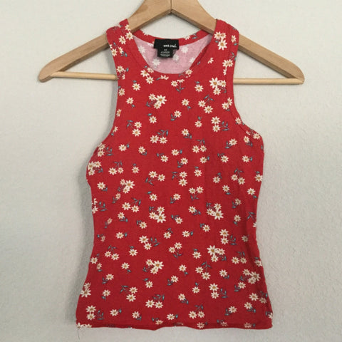 Wet seal red floral tank top size sx