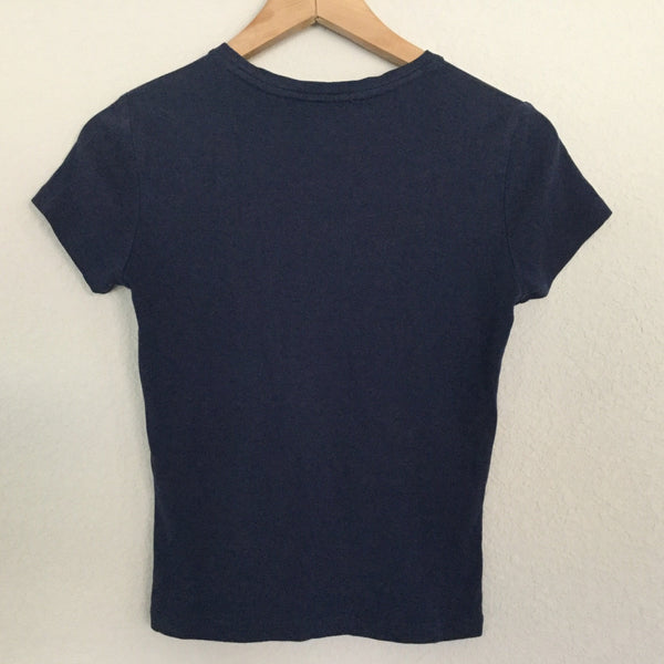 Plain 100% cotton T-shirt navy blue size S