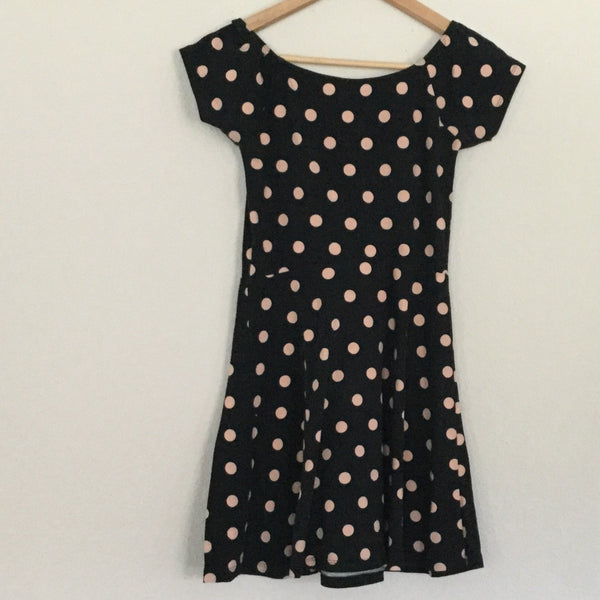 Forever 21 black with pink Polk dots dress size S