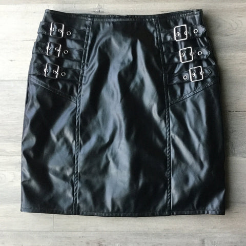 Black mini skirt faux leather size 4