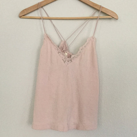 Summer top with lace light pink size S