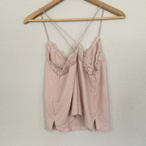 Summer top with lace light pink size S