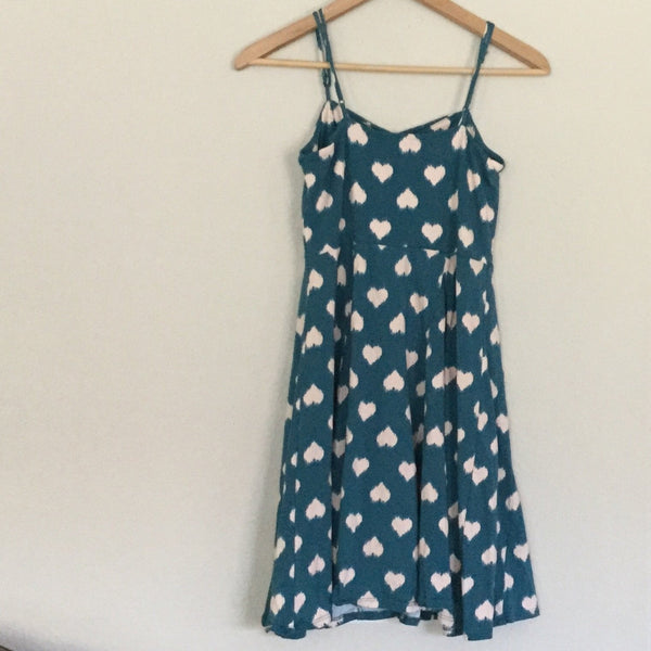 Mossimo turquoise dress with white hearts size M