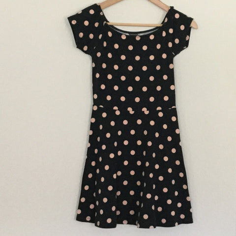 Forever 21 black with pink Polk dots dress size S