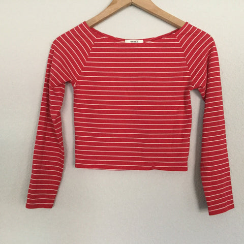 Forever 21 red striped short crop size s