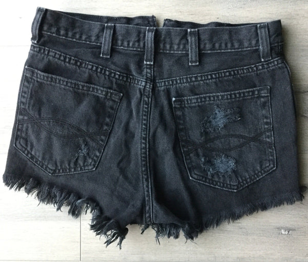 Black jeans ripped shorts size 0