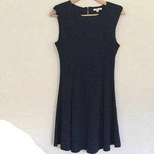 Navy dress at the knee sleeveless high shoulders size L