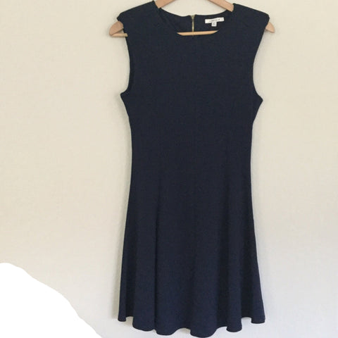 Navy dress at the knee sleeveless high shoulders size L