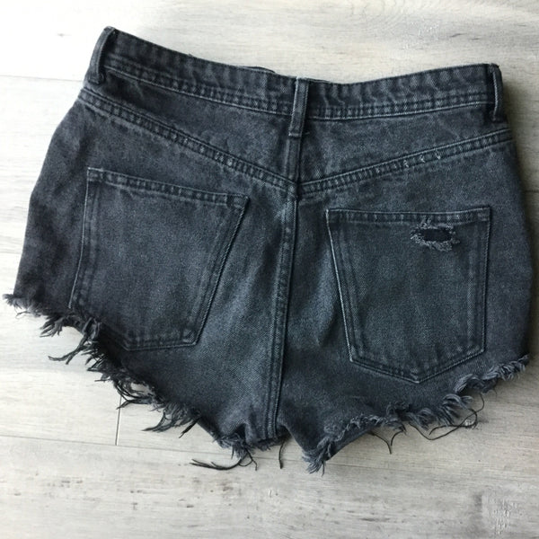 H&M Black jeans shorts short high waist size us 6