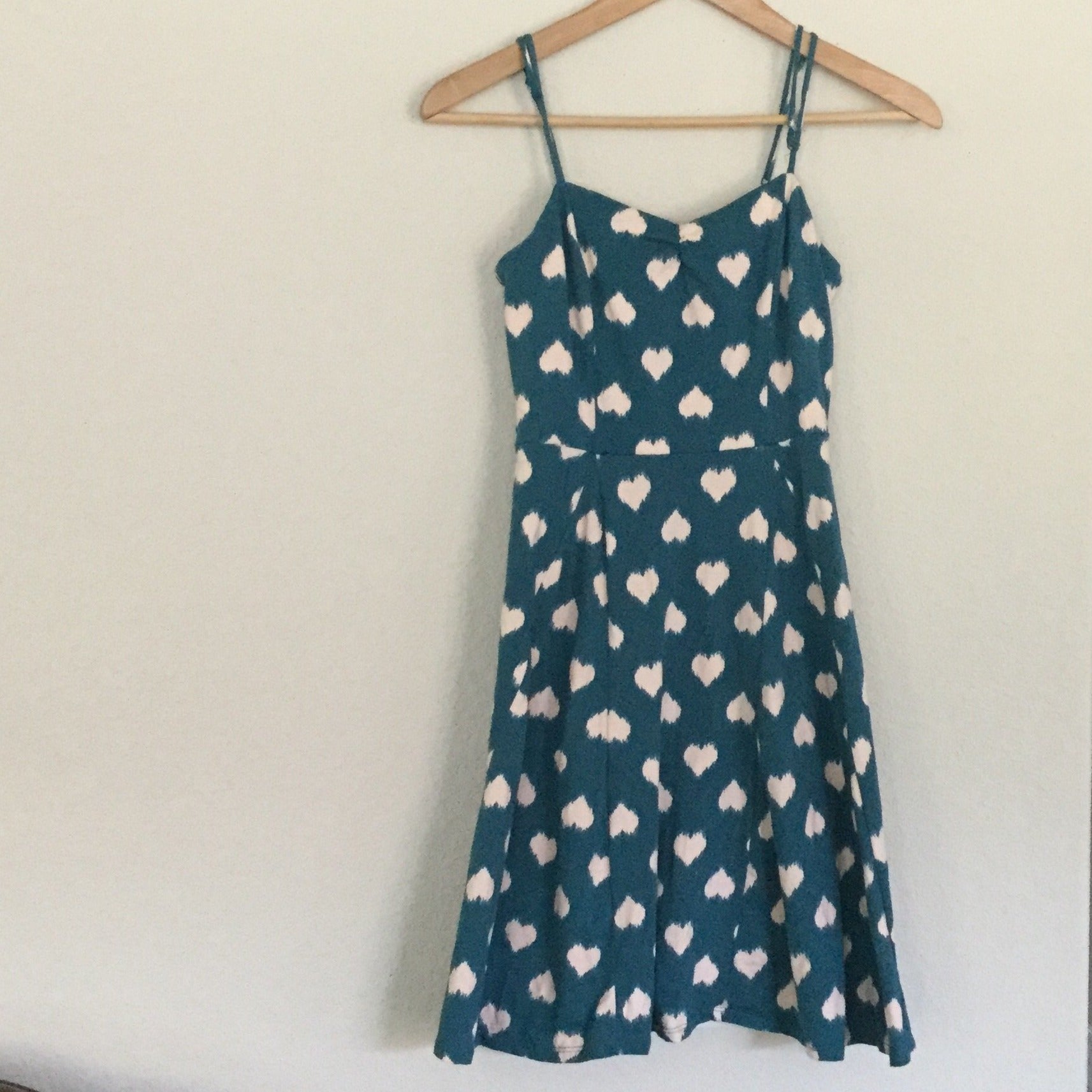 Mossimo turquoise dress with white hearts size M